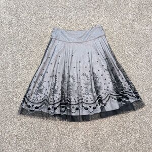 Holiday Sparkle Tulle Midi Skirt Size 4 Silver and Black